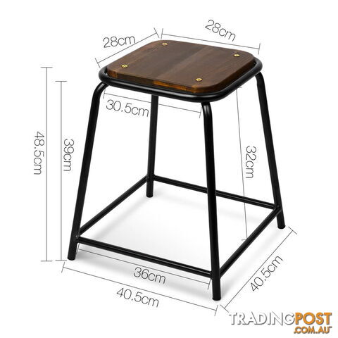 Set of 4 Stackable Wooden Seat Stools _ 48.5CM