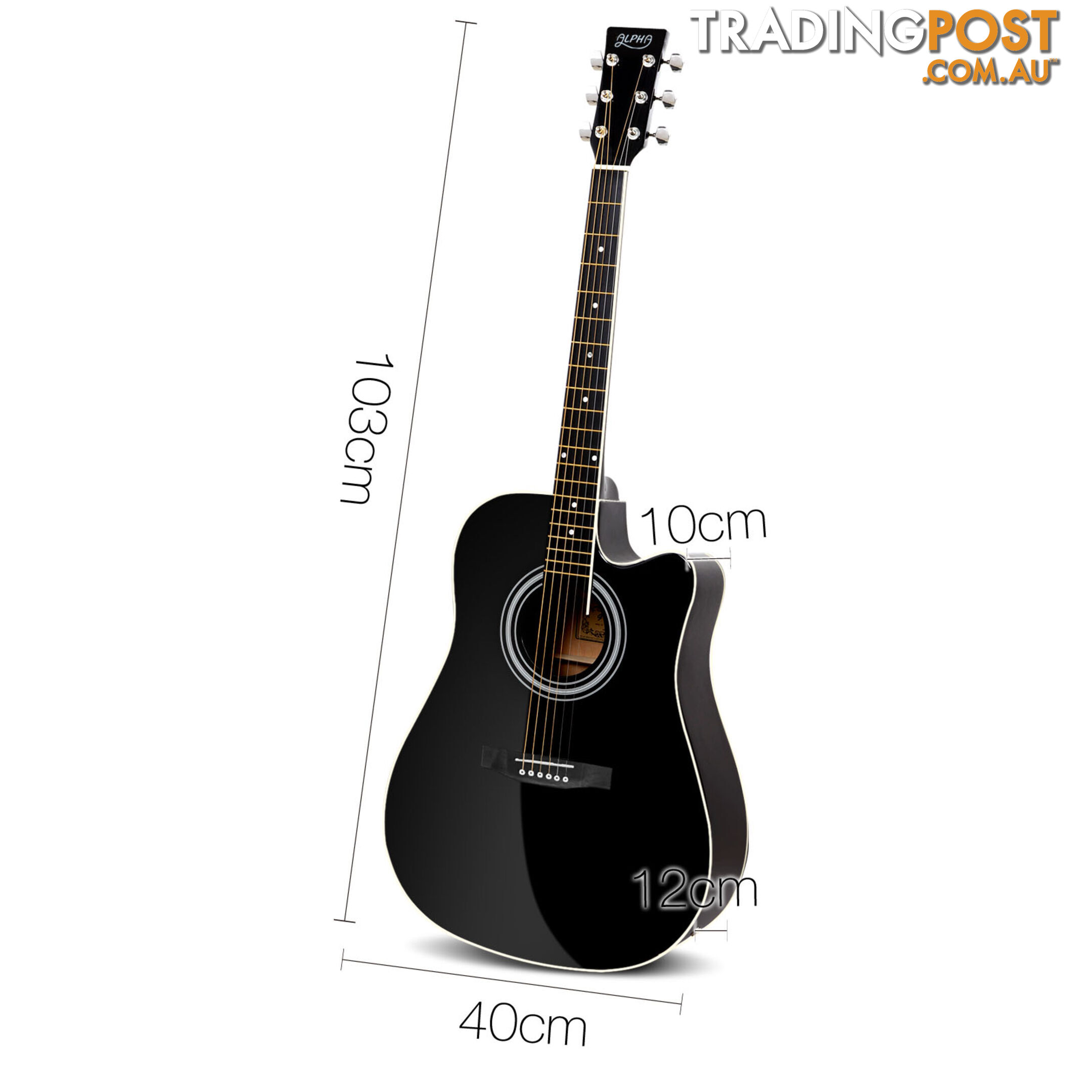 41in Steel-Stringed Acoustic Guitar Black