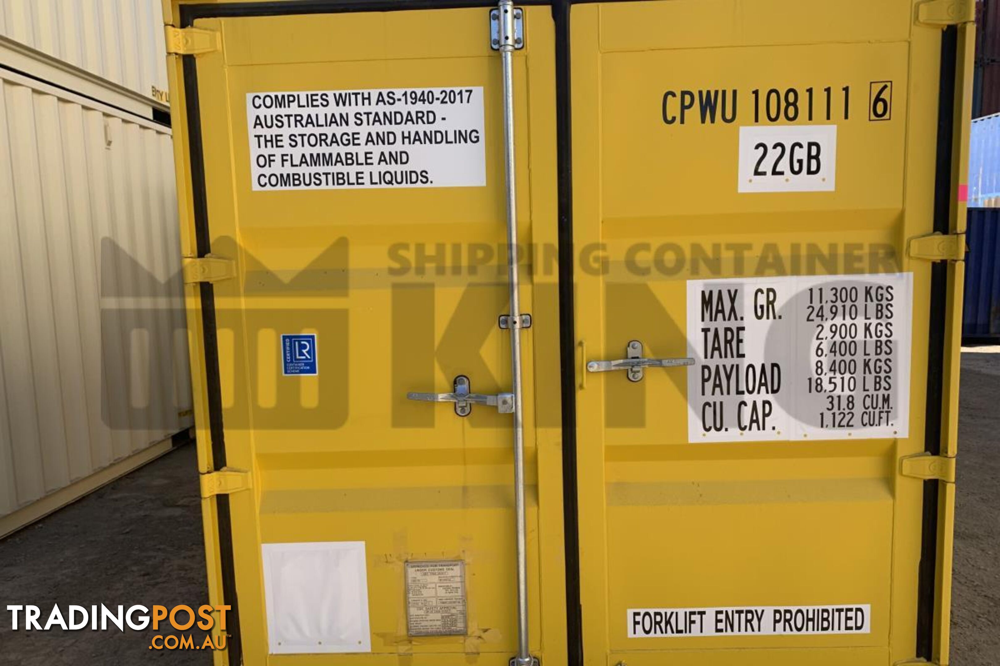 10' STANDARD HEIGHT DANGEROUS GOODS SHIPPING CONTAINER (4 CORNER POST) - in Toowoomba