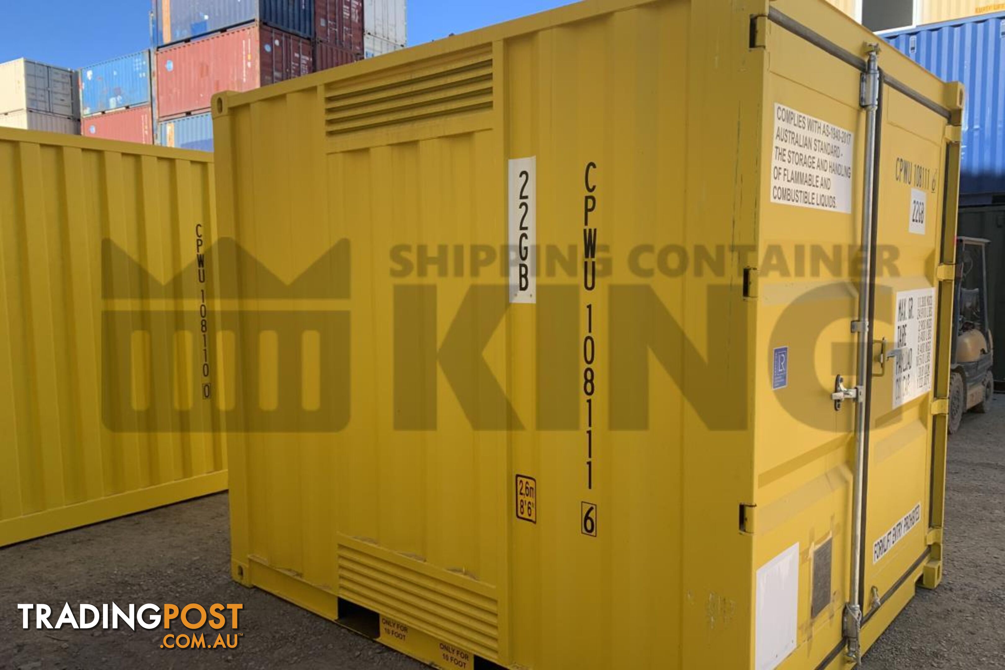 10' STANDARD HEIGHT DANGEROUS GOODS SHIPPING CONTAINER (4 CORNER POST) - in Toowoomba