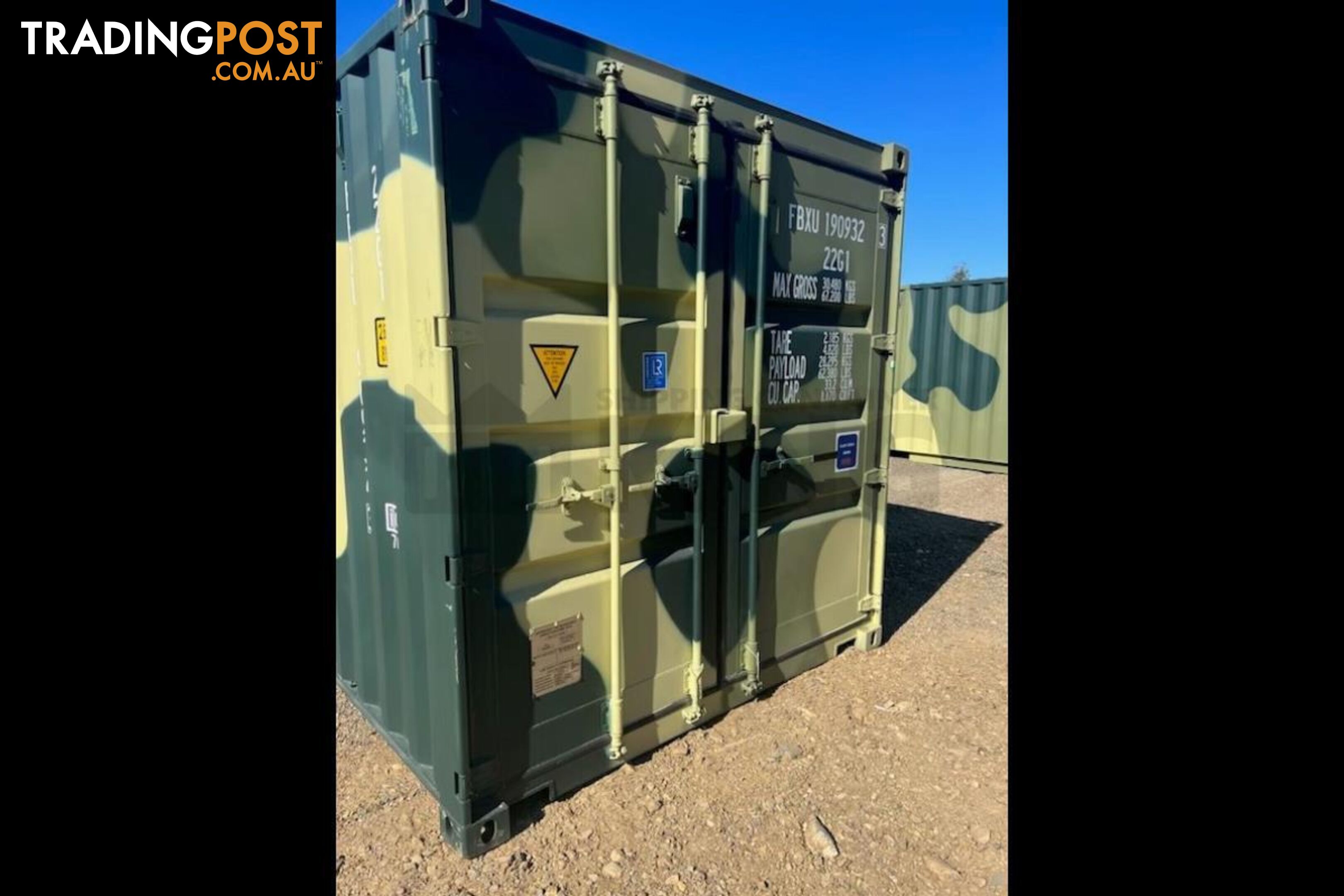 20' STANDARD HEIGHT SHIPPING CONTAINER (CAMOUFLAGE) - in Rockhampton