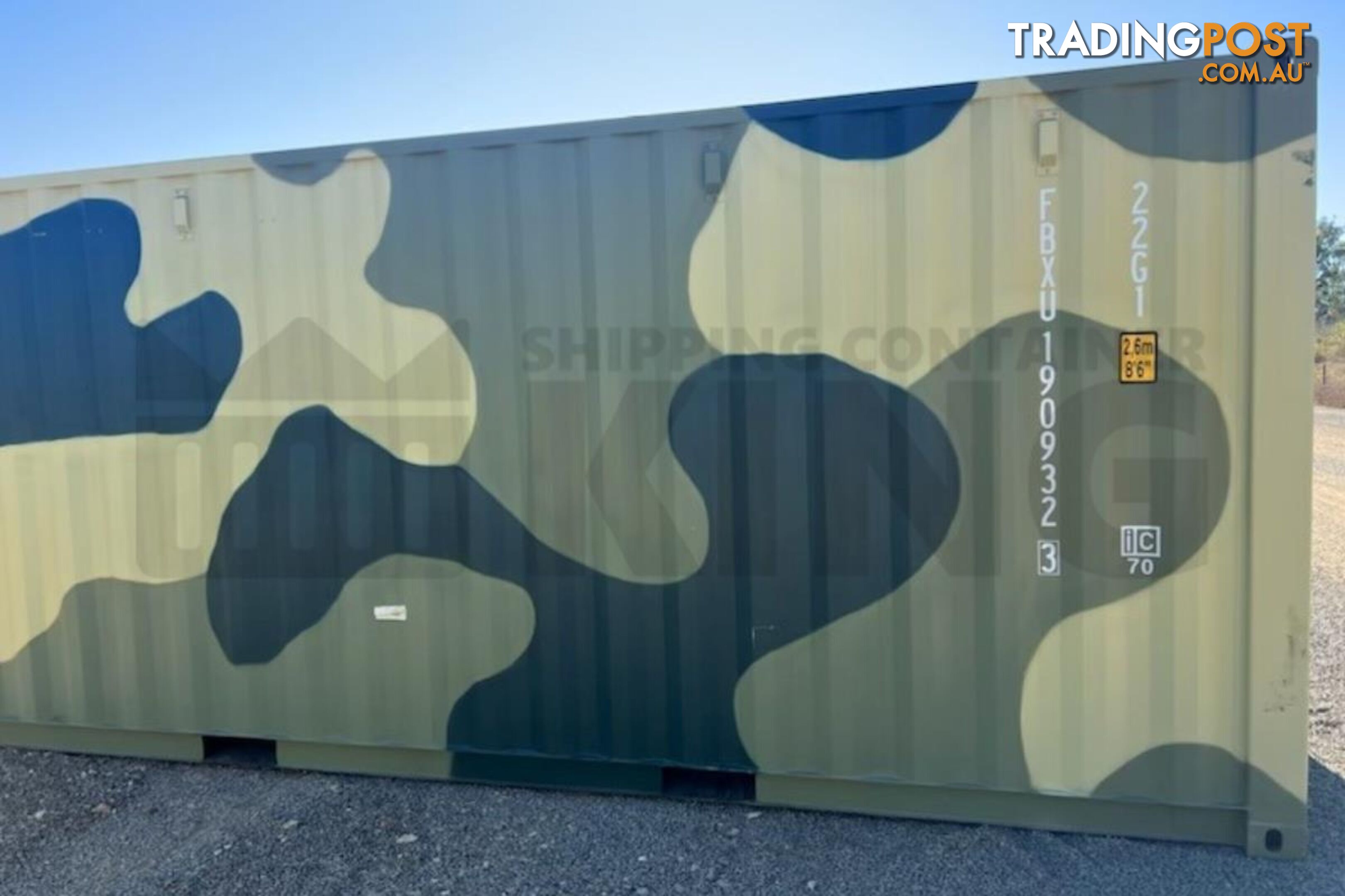 20' STANDARD HEIGHT SHIPPING CONTAINER (CAMOUFLAGE) - in Rockhampton