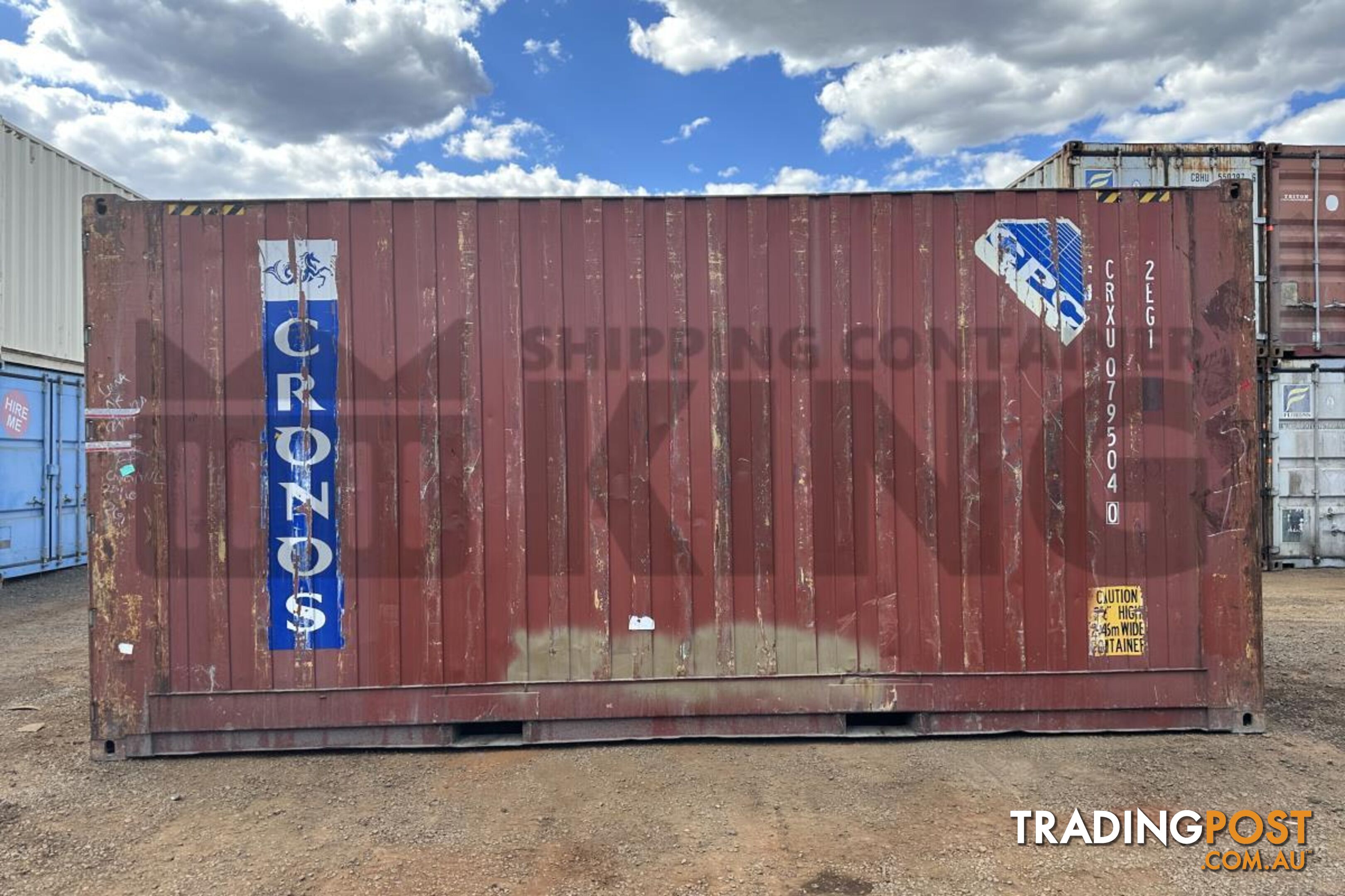 20' HIGH CUBE BULKER SHIPPING CONTAINER (TIMER FLOOR WITH NO ROOF HATCHES, 2 PALLETS WIDE)