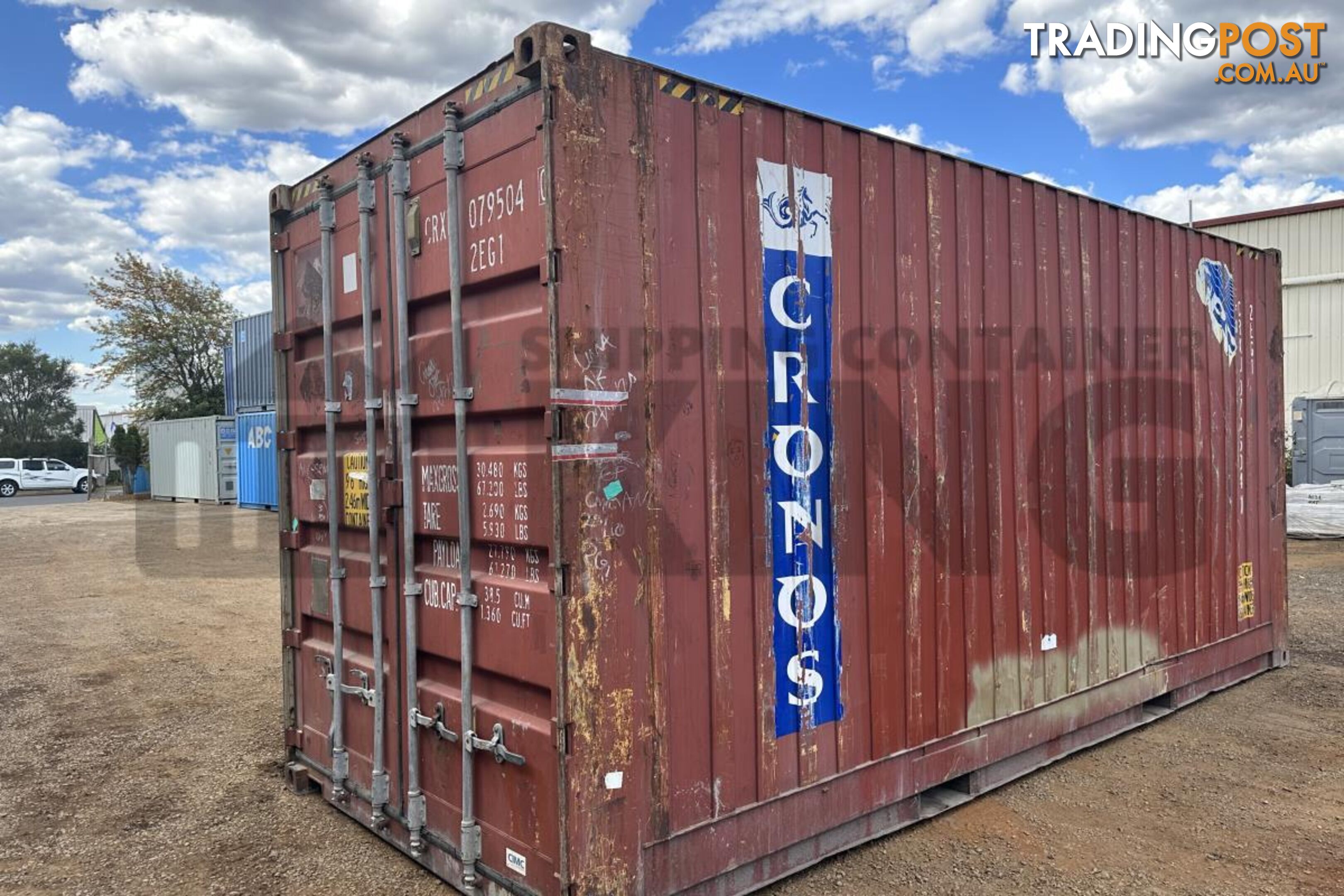 20' HIGH CUBE BULKER SHIPPING CONTAINER (TIMER FLOOR WITH NO ROOF HATCHES, 2 PALLETS WIDE)