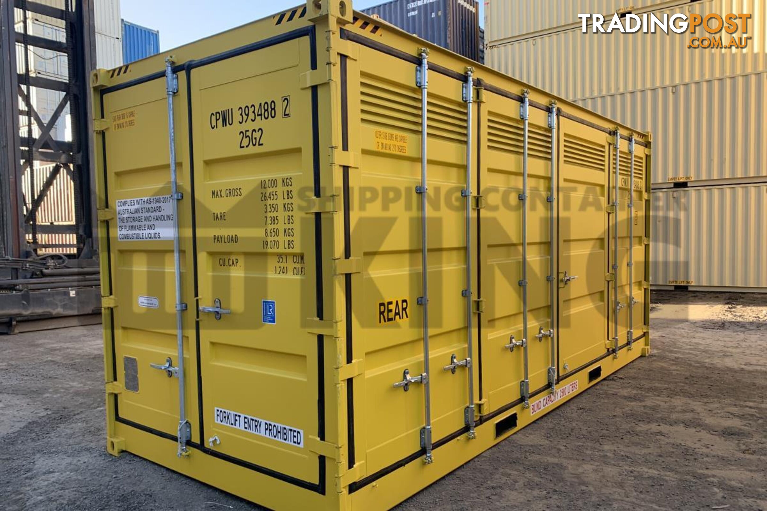 20' HIGH CUBE SIDE OPENING DANGEROUS GOODS SHIPPING CONTAINER - in Brisbane