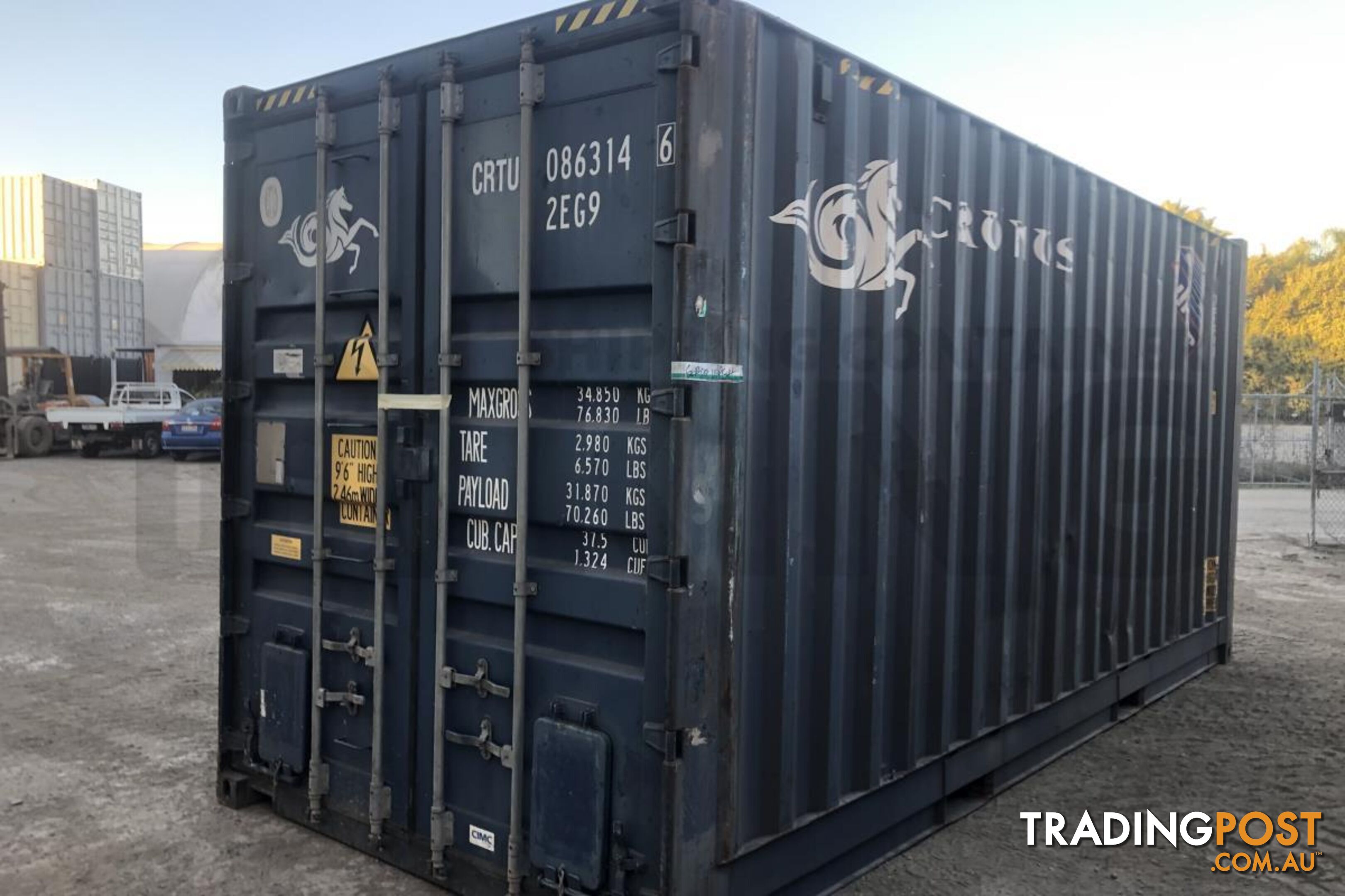20' HIGH CUBE BULKER SHIPPING CONTAINER (STEEL FLOOR WITH ROOF HATCHES, 2 PALLETS WIDE) - in Rockhampton