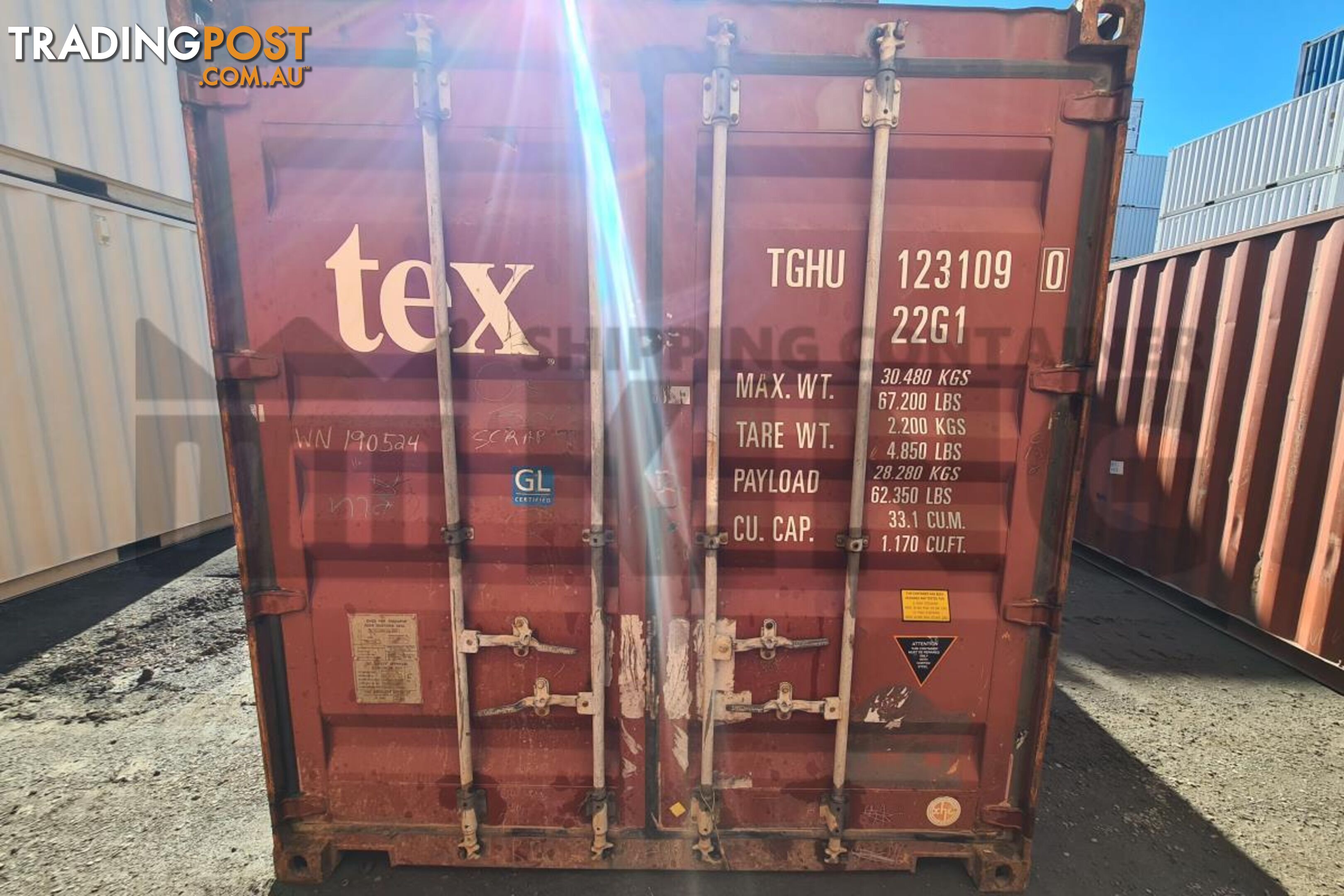 20' STANDARD HEIGHT SHIPPING CONTAINER - in Brisbane