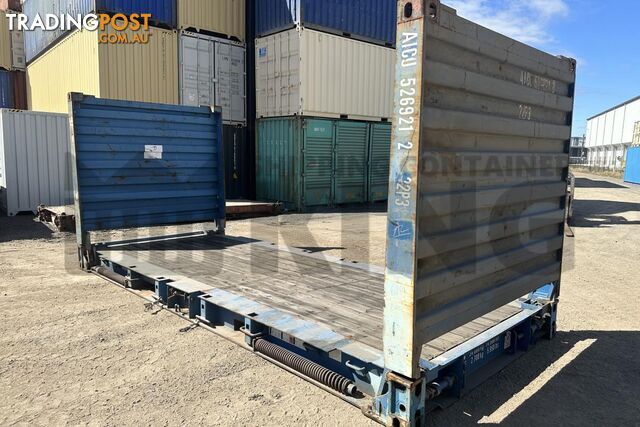 20' FLAT RACK SHIPPING CONTAINER (WITH COLLAPSIBLE ENDS) - in Brisbane