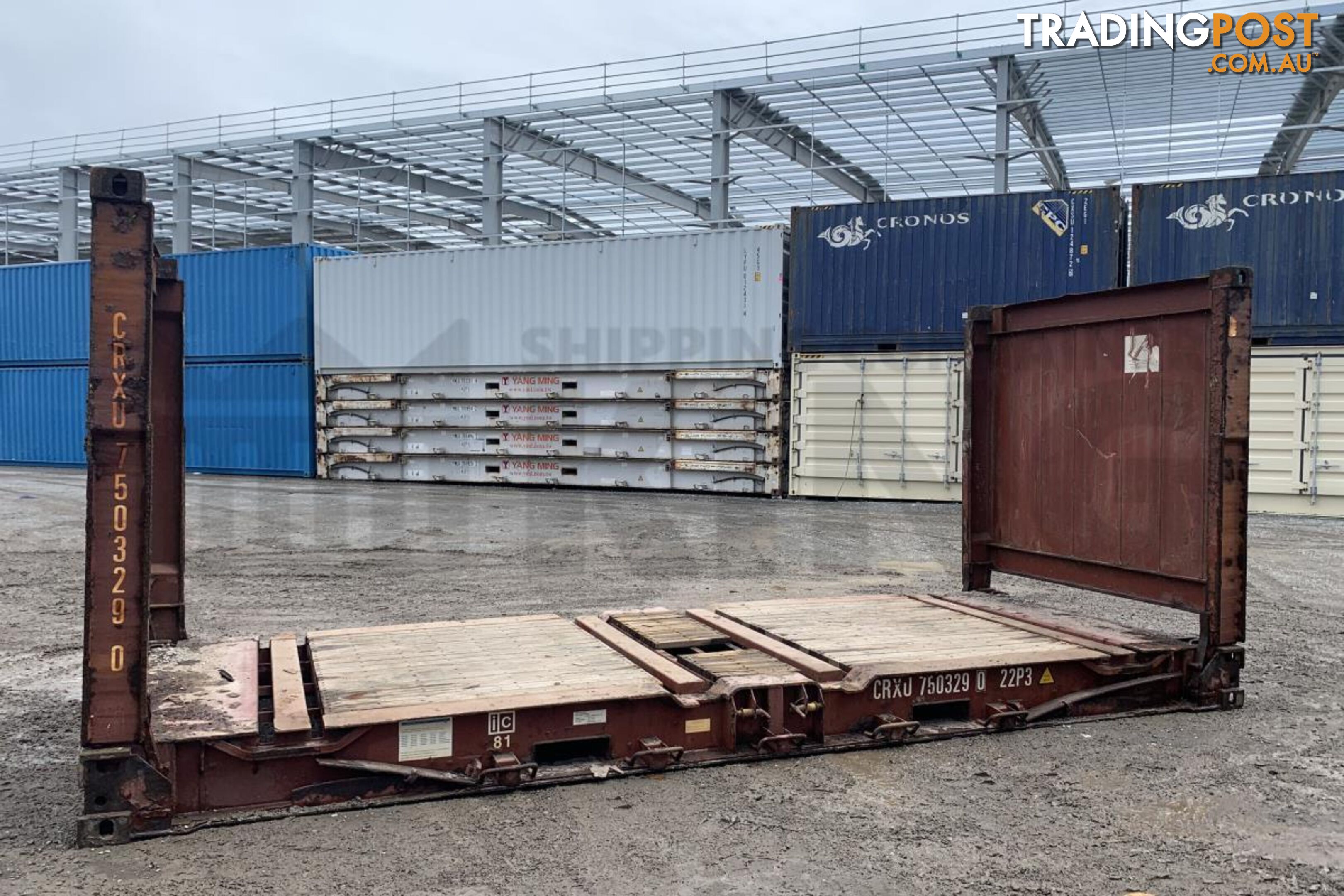 20' FLAT RACK SHIPPING CONTAINER (WITH COLLAPSIBLE ENDS) - in Brisbane