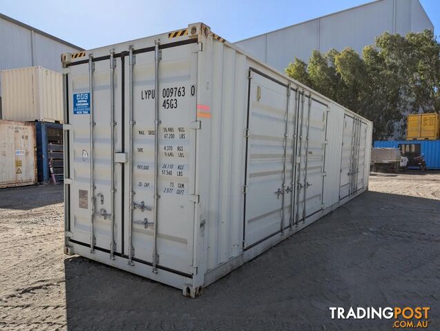 40FT HIGH CUBE SHIPPING CONTAINER W' PARTIAL SIDE OPENING (2 SETS OF SIDE...
