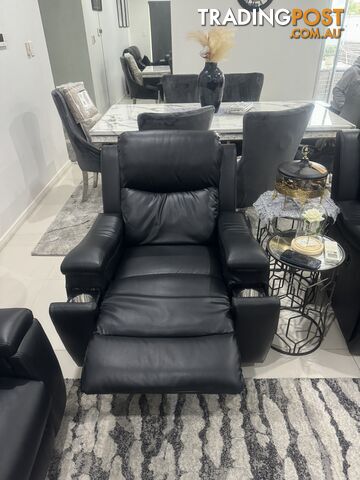 Like new black recliner leather lounge