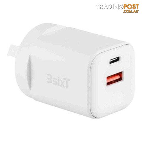 3SIXT Wall Charger GaN 35W USB-C PD + QC27W USB-A