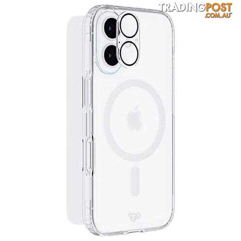 Tech21 3 in 1 Bundle for iPhone 16 Plus (EvoClear MagSafe Case + Tempered Glass + Lens Protector)