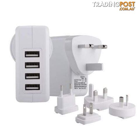 Xtreme 4 USB Port Charger with World Travel Adaptor