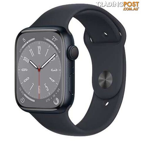 Apple Watch Series 8, GPS + Cellular 45mm Midnight Aluminium Case with Sport Band (Open Box Special)