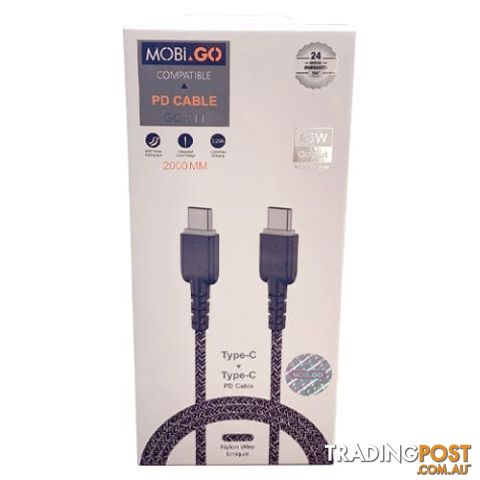 MOBiGO 2M Type C to Type C Data Cable