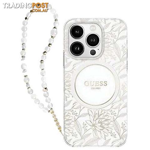 Guess Flowers with Bead Strap MagSafe for iPhone 16 Pro Max