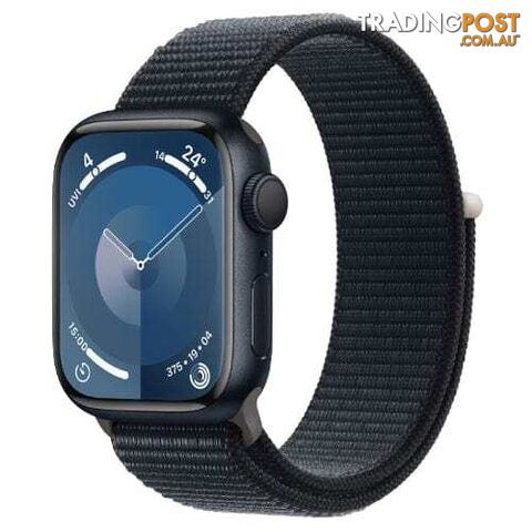 Apple Watch Series 9, MR8Y3 GPS 41mm Midnight Aluminium Case with Sport Loop