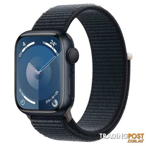 Apple Watch Series 9, MR8Y3 GPS 41mm Midnight Aluminium Case with Sport Loop