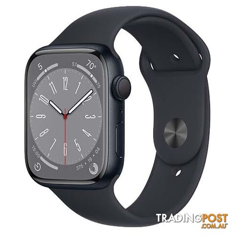 Apple Watch Series 8, GPS 41mm Midnight Aluminium Case with S/M Sport Band