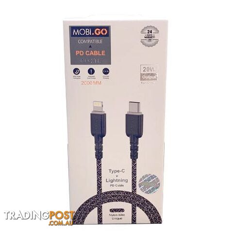 MOBiGO 2M Type C to Lightning Data Cable