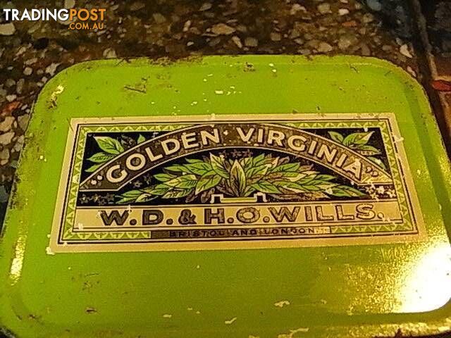TWO VINTAGE W.D.& H.O.WILLS.GOLDEN VIRGINIA TINS PICKUP CLAYTON