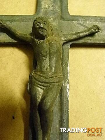 VINTAGE LEAD CHRIST ON THE CROSS 8 INCH MADE OF LEAD