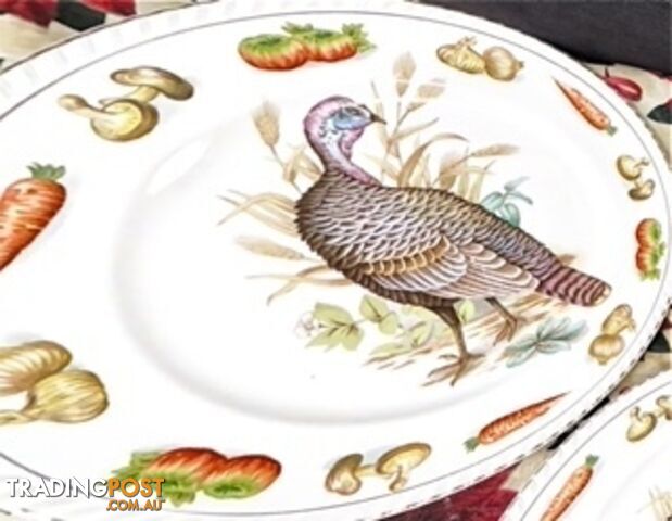 VINTAGE CHRISTMAS PLATES - TURKEY DESIGNS