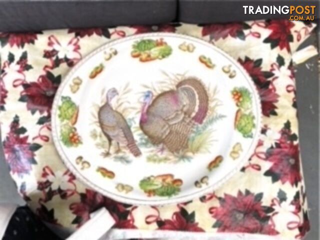 VINTAGE CHRISTMAS PLATES - TURKEY DESIGNS