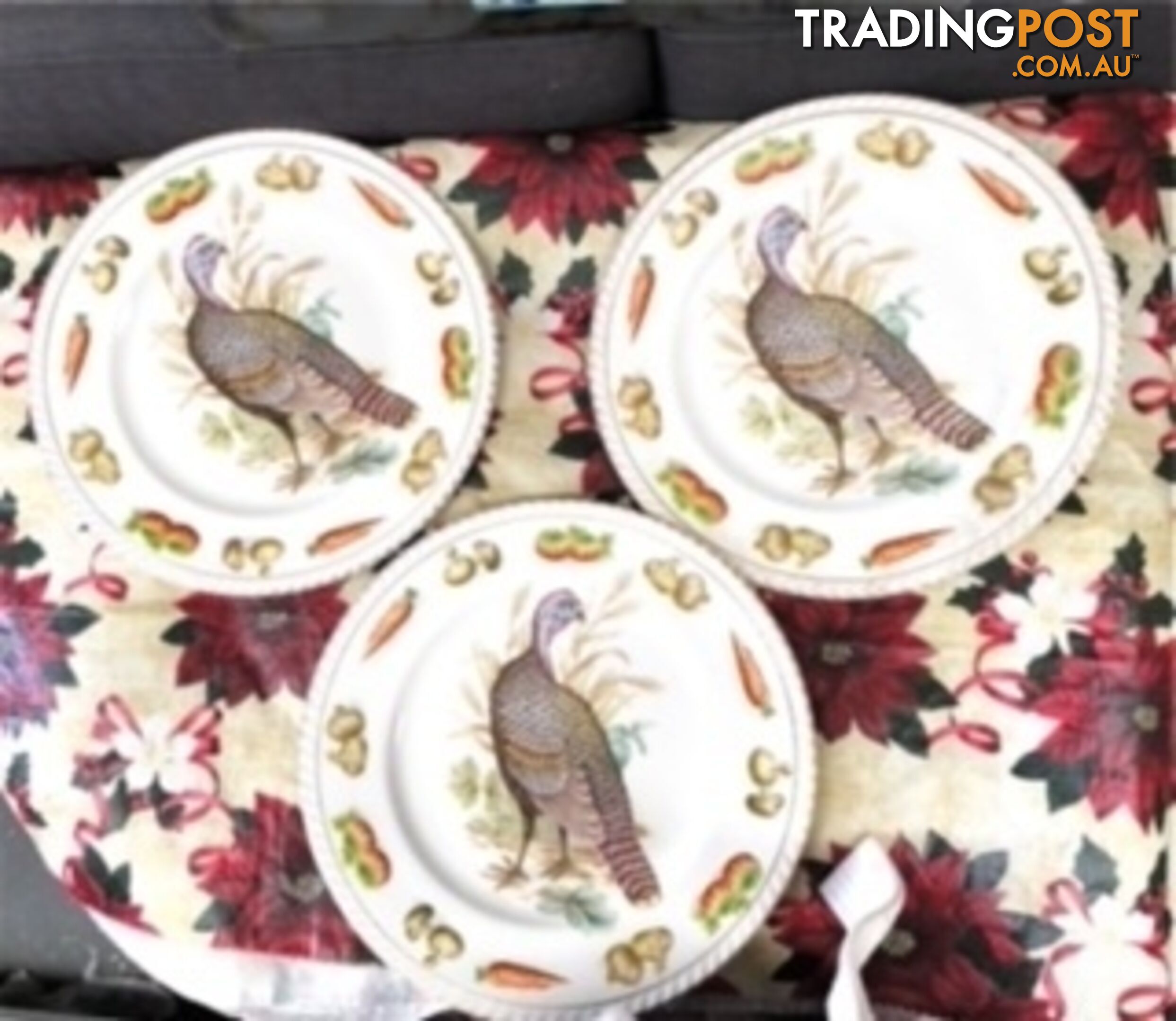 VINTAGE CHRISTMAS PLATES - TURKEY DESIGNS