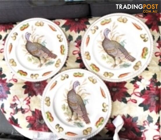 VINTAGE CHRISTMAS PLATES - TURKEY DESIGNS