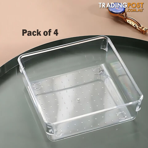 4x clear rectangle and square Storage Trays