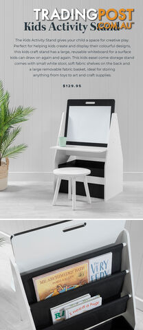 Kids Bookshelf/Whiteboard Rack Desk