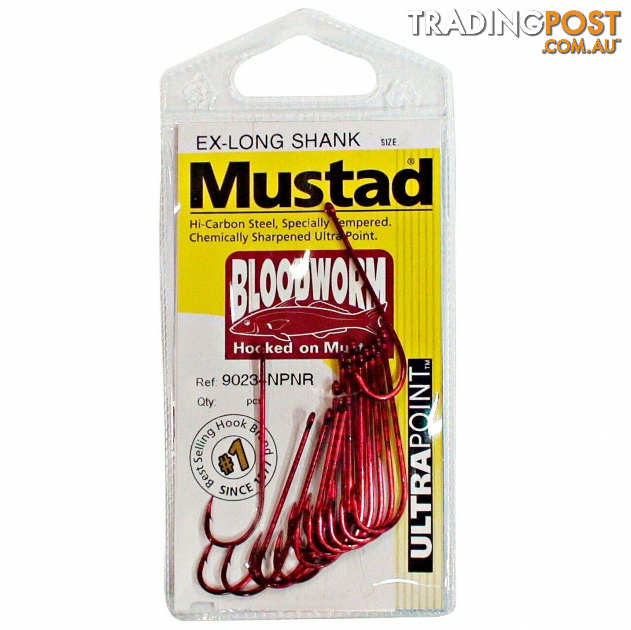 Mustad Bloodworm Long Shank Hooks Single Pack - BLOODWORM - Mustad Hooks
