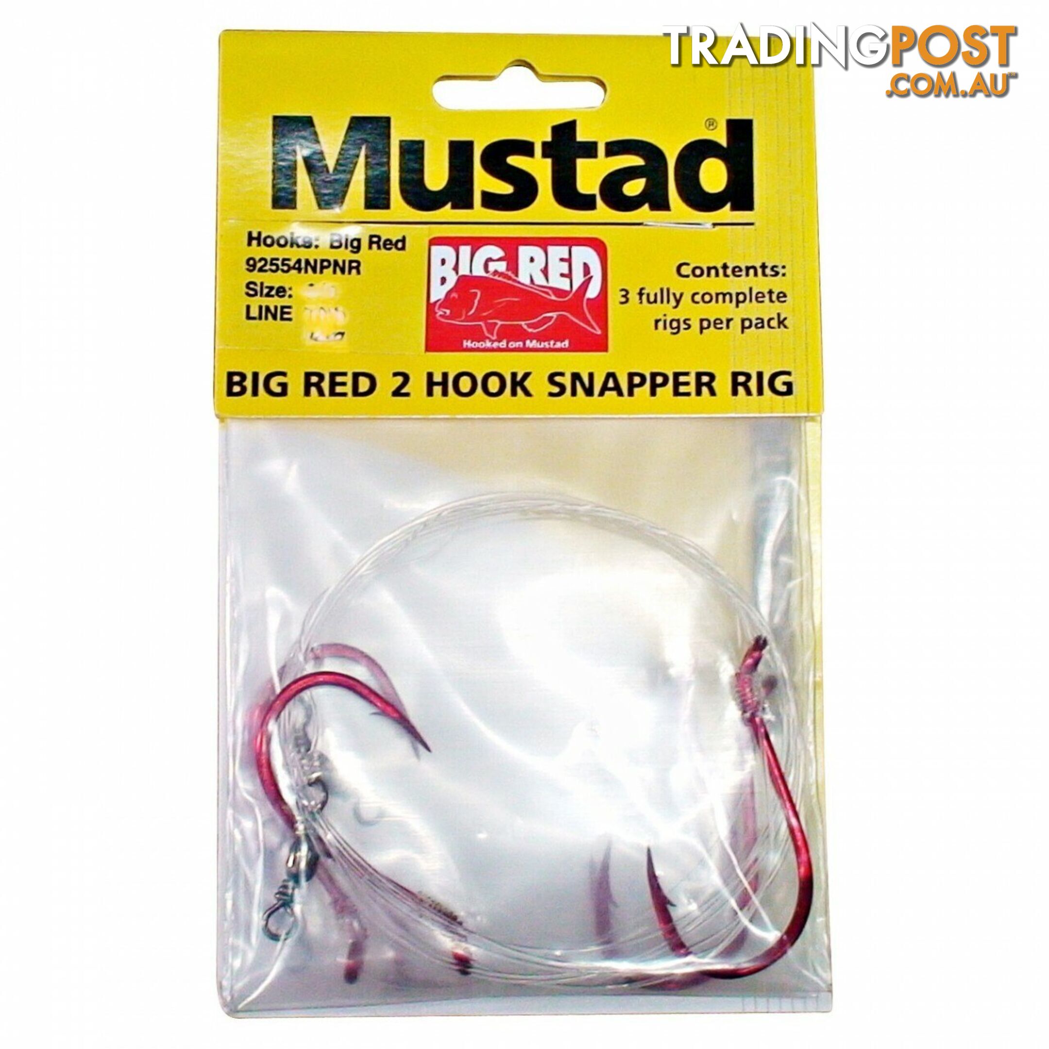 Mustad Big Red Double Hook Fishing Rigs (3pk) - MUSTAD-BR-RIG - Mustad Hooks
