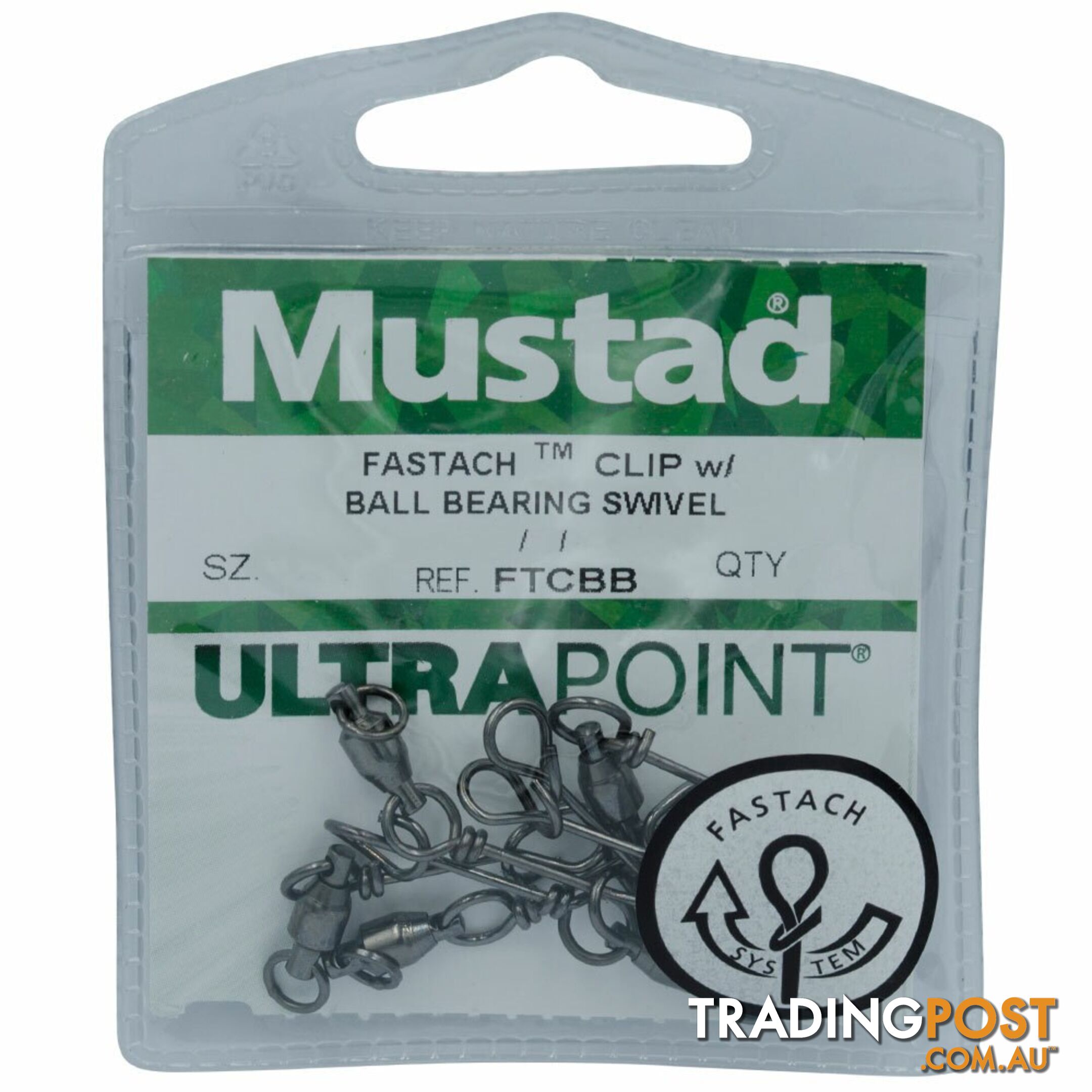 Mustad Ball Bearing Swivels with Fastach Clip - MFTCBB - Mustad Hooks