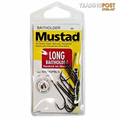 Mustad (Long Baitholder ) Fishing Hooks Single Packet 92647NPBLN - MLBH - Mustad Hooks