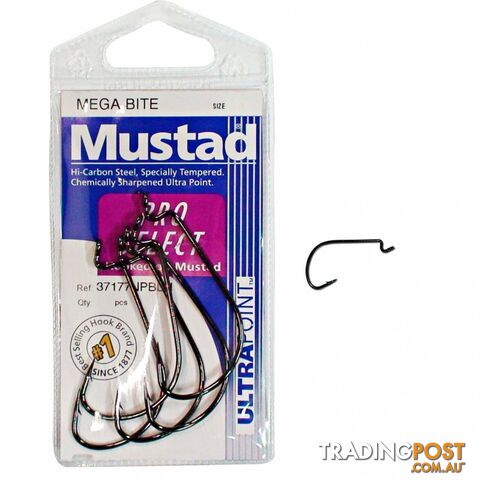 Mustad Mega Bite Kinked Fishing Hooks Single Packet - MMB - Mustad Hooks