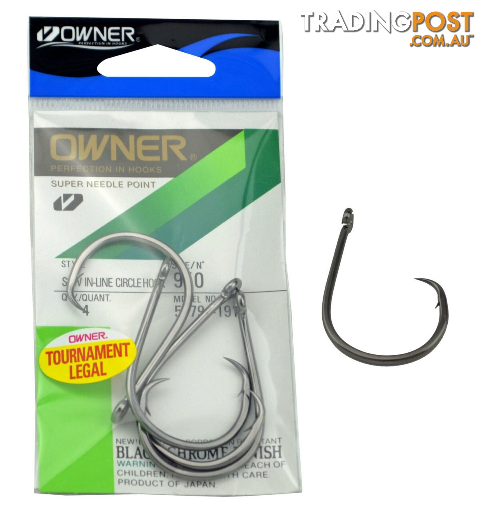 Owner SSW Inline Circle hooks (Model 5179) - 5179-121 - Owner Hooks & Tackle