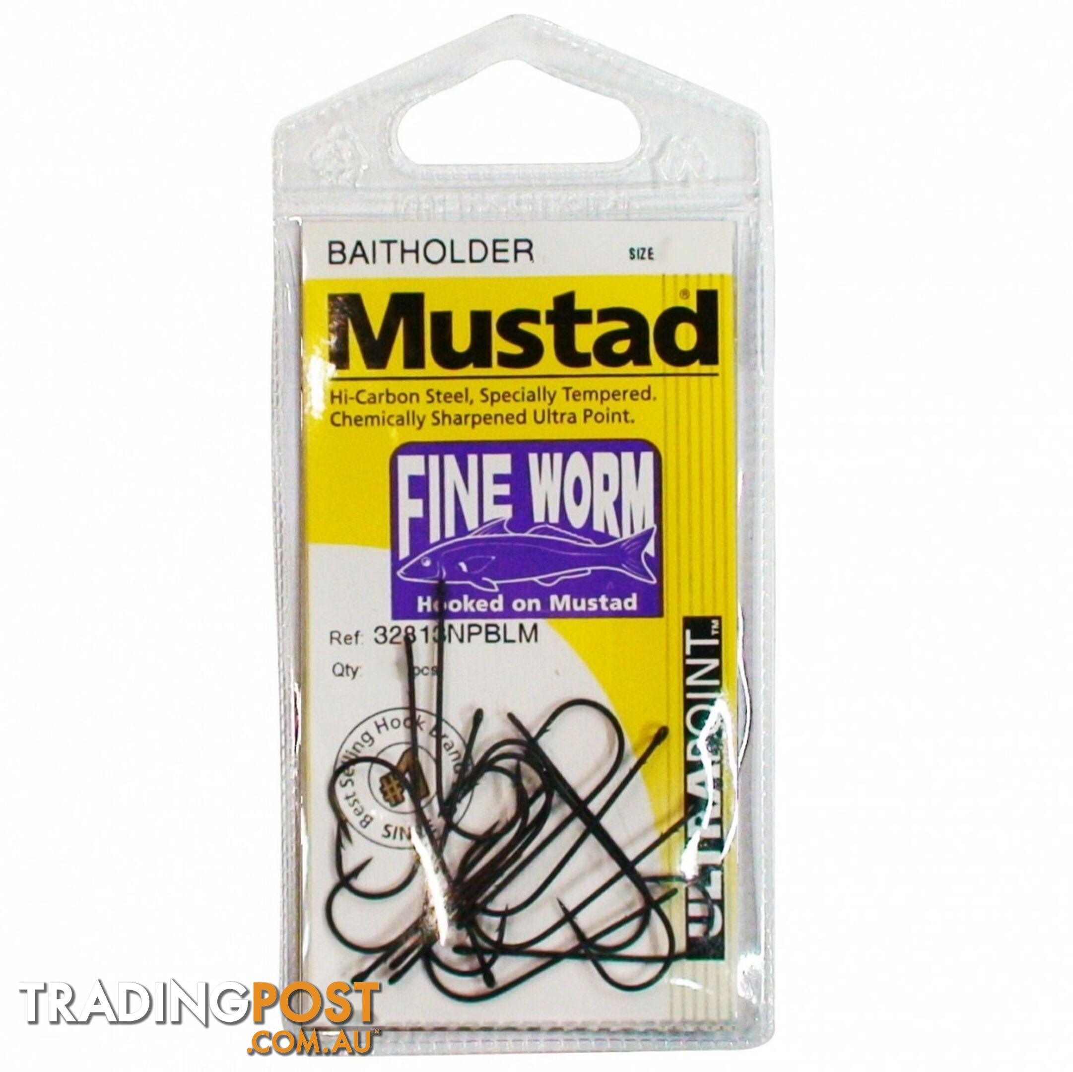 Mustad Fine Worm Fishing Hooks Single Packet - Fine worm - Mustad Hooks