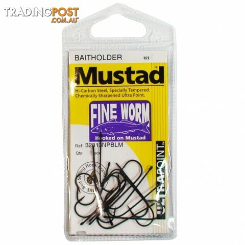 Mustad Fine Worm Fishing Hooks Single Packet - Fine worm - Mustad Hooks