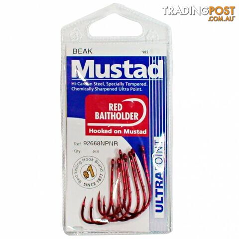 Mustad Bait Holder Fishing Hooks single packet - RED BH - Mustad Hooks
