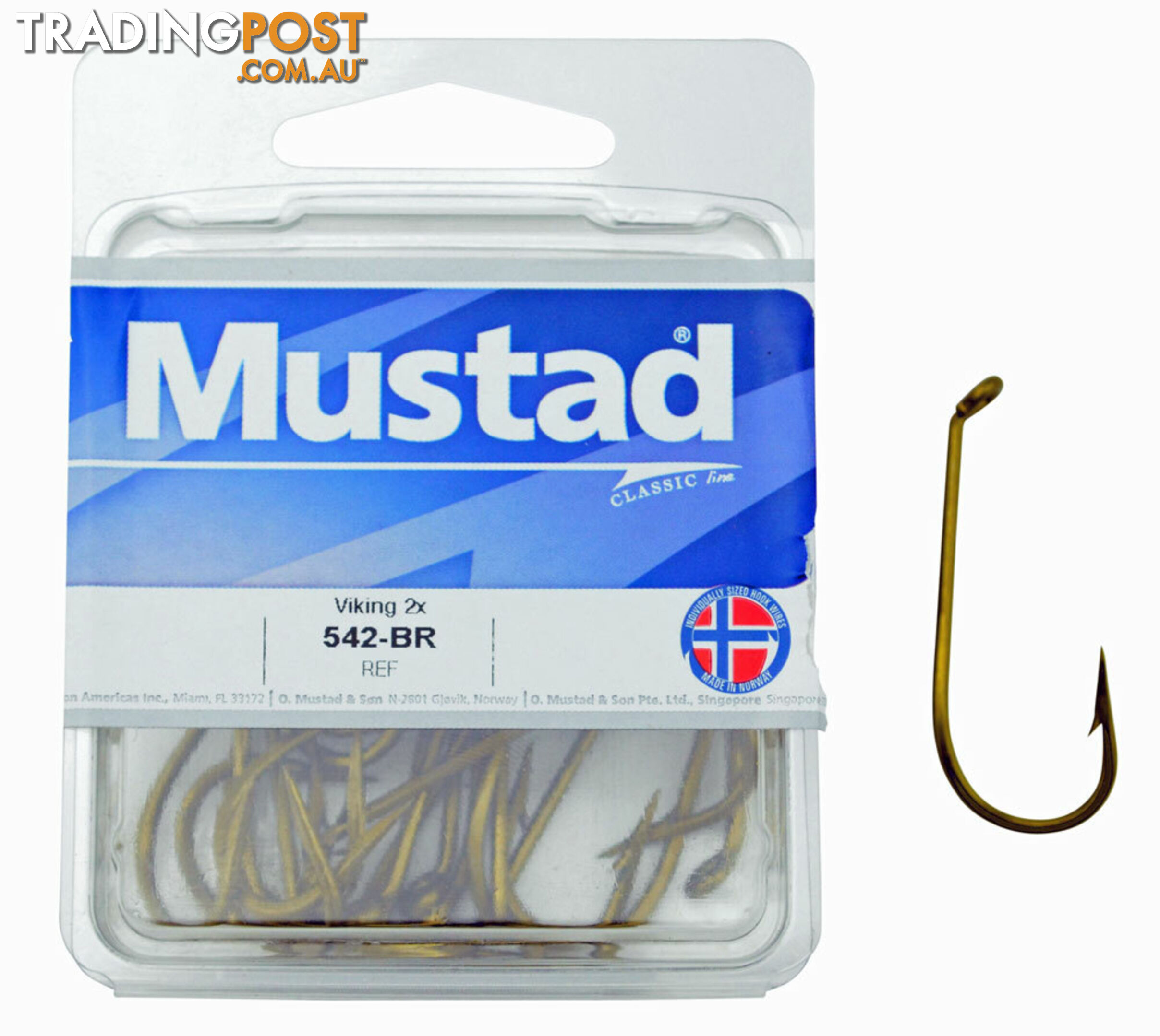 Mustad 542 Double strength fishing hooks (25 hooks Box) - M542 - Mustad Hooks