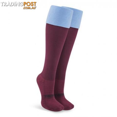 Thinskins Fine Knit Football Socks - Maroon/SKY Top - THINSKINS
