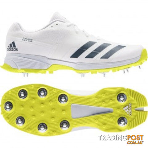 Adidas Adizero 22 Yards Senior Cricket Shoe - White lSize 11.5 - ADIDAS
