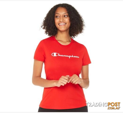 Champion Womens Script SS Tee - Red - CHAMPION