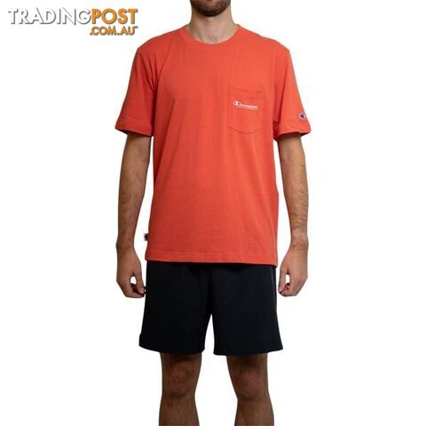Champion Mens Jersey Script Tee - Cochineal - CHAMPION - 9312997121356