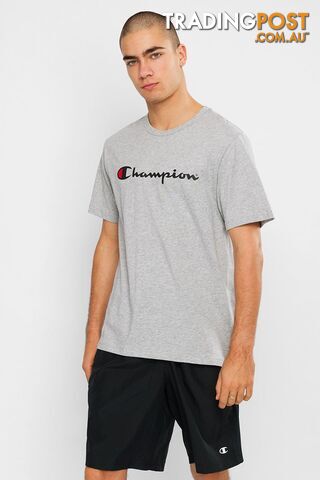 Champion Mens Script SS Tee - Grey - CHAMPION - 9352762694661