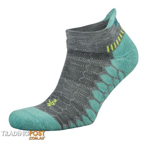 Balega Silver Ankle Sock - Mid Grey/Aqua - BALEGA - 874943001406