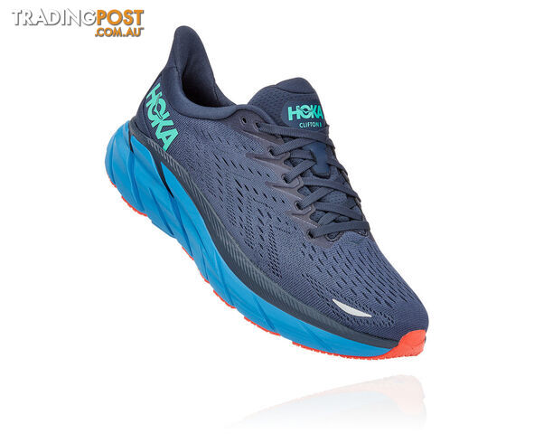 Hoka Mens Clifton 8 Running Shoe - Outer Space/Vallarta Blue - HOKA